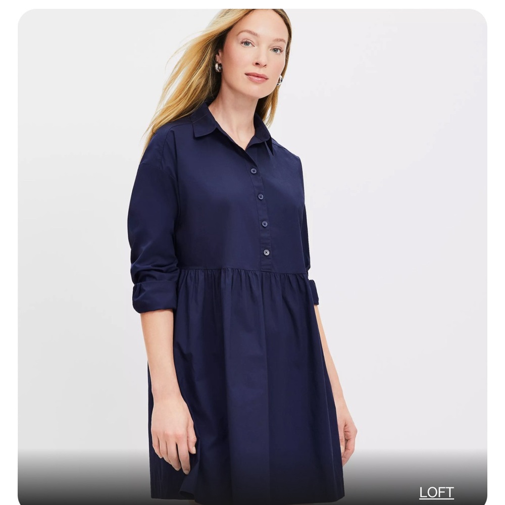 Loft Navy Shirt Dress